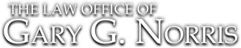 The Law Office of Gary G. Norris wordmark, white on navy