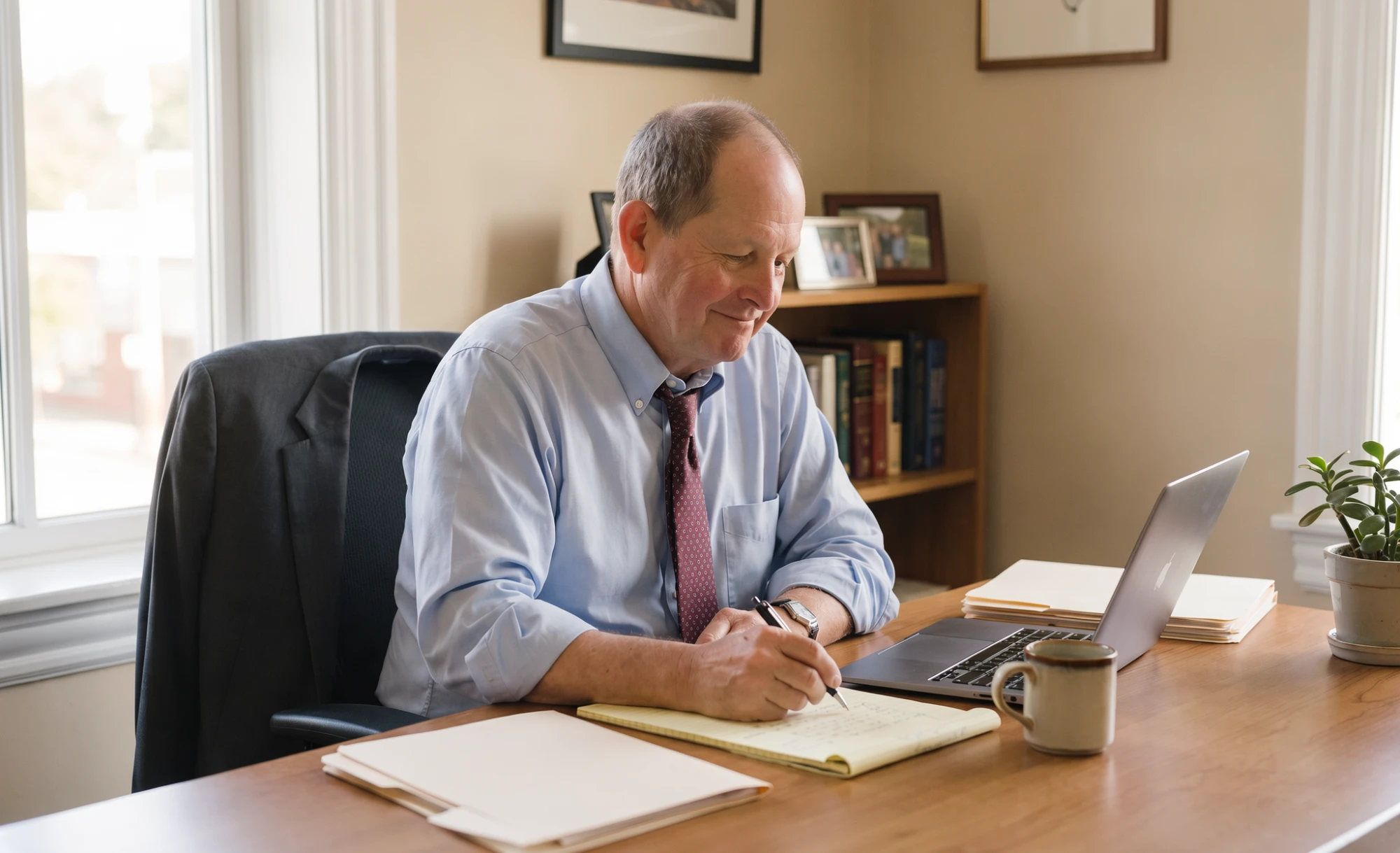 Gary G. Norris at his desk Gary G. Norris taking notes at his desk in the McMinnville office